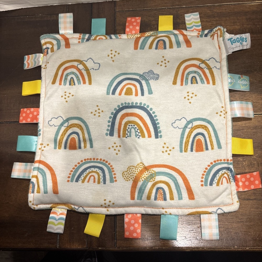 Mary‎ Meyer Taggies Baby Security Blanket Green Rainbows Fleece Comfort Rainbow